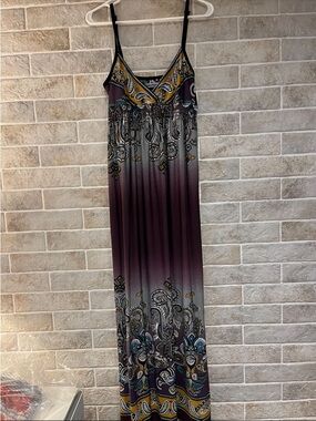 bailey blue Purple Ombre Paisley Maxi Dress with Mustard & Teal Accents